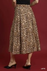 Umgee Drawstring Leopard Midi Skirt OutfitFlow